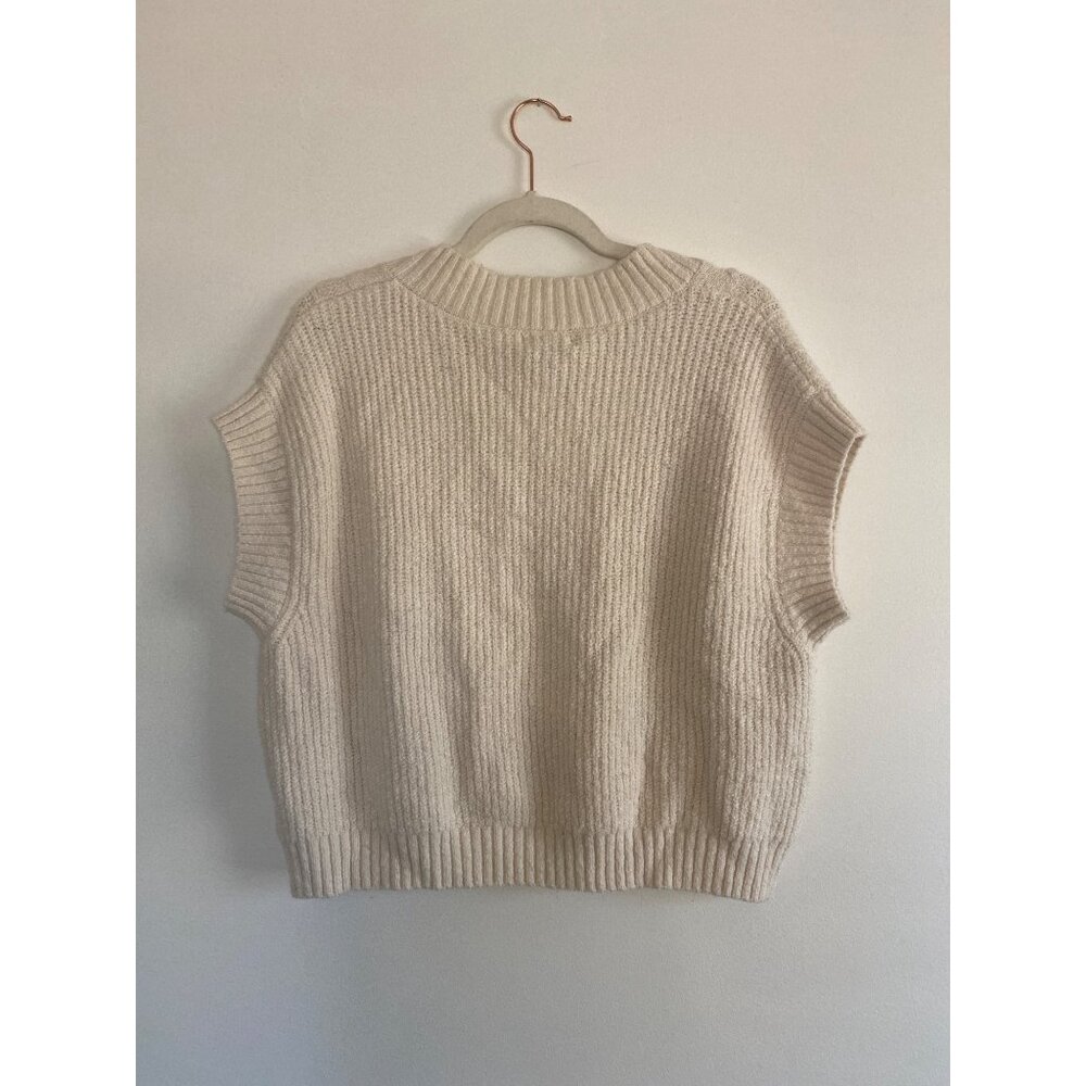 Universal Thread Cream Cable Knit V-Neck Cap Sleeve Sweater Vest Size L - Picture 5 of 5